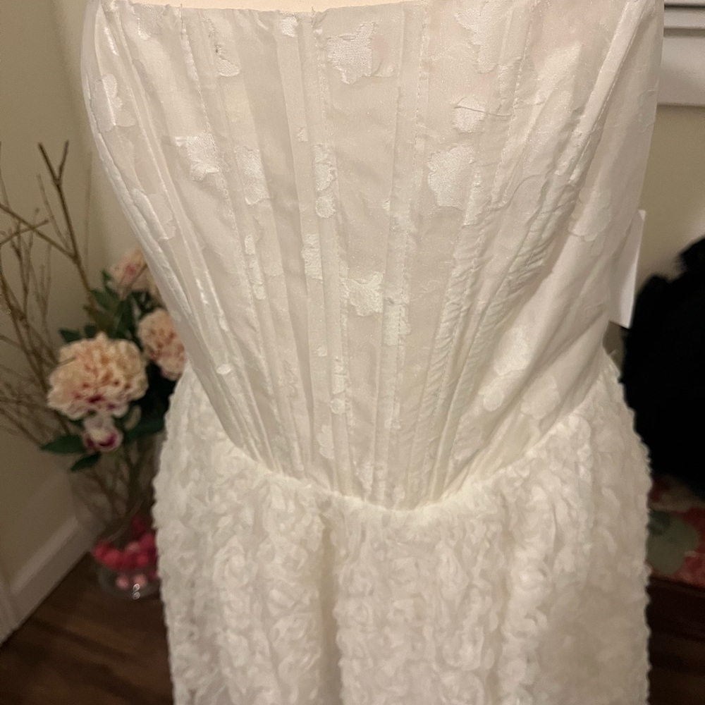 Lulu's White Square-Neck Textured Floral Mini Dress - Picture 4 of 9